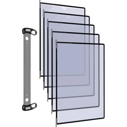 TARIFOLD Wandhalter 5 Sichttafeln PP schwarz m.Neodym-Magnetf.DIN A4 TARIFOLD