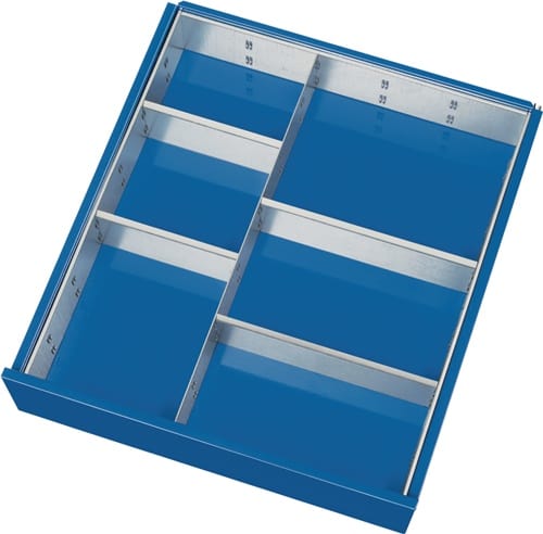 TECWERK Schubladenunterteilungsmaterial Front-H.120-150mm 1 Trenn- u.4 Steckw.TECWERK