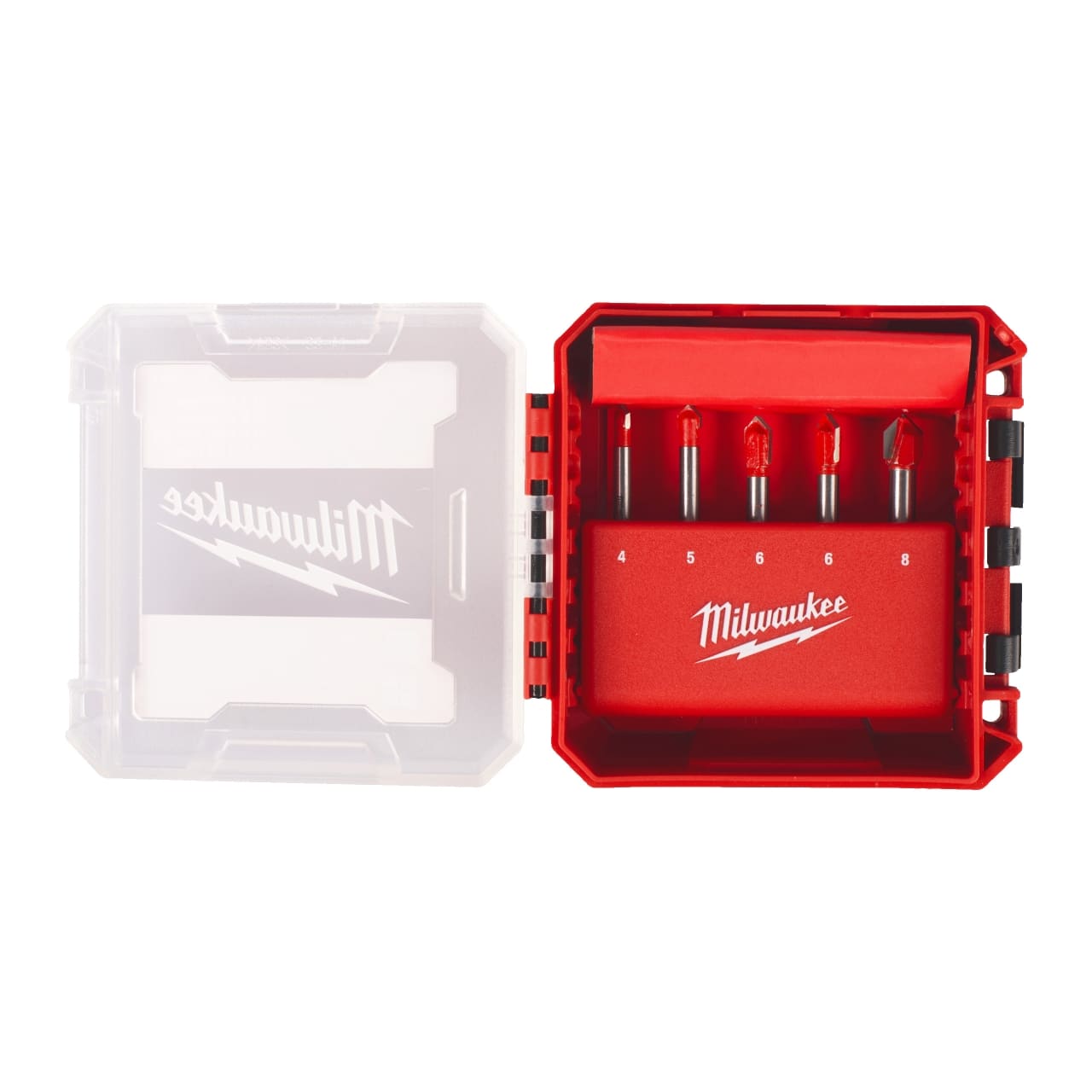 MILWAUKEE 4, 5, 6, 6, 8 mm in PACKOUT kompatibler Kassette Glas-/Fliesenbohrer Set 5-teilig