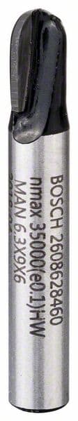 BOSCH Hohlkehlfräser 6 mm, R1 3.2 mm, D 6.35 mm, L 9,1 mm, G 40 mm