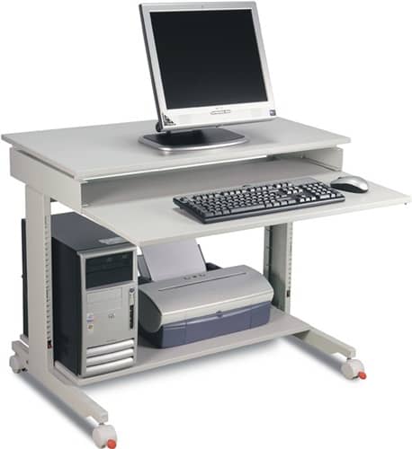 PC-Arbeitstisch lichtgrau, RAL 7035 fahrbar