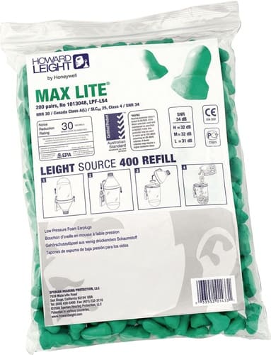 HONEYWELL HOWARD LEIGHT Gehörschutzstöpsel MAXIMUM LITE REFILL LS400 EN352:2020 SNR 34 dB 200PA/Pk.