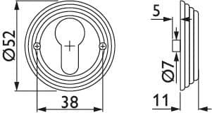 HERMAT Schlüsselrosette 2069, Messing