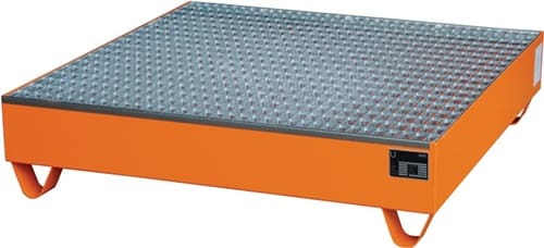 BAUER Auffangwanne orange Auffangvol.216l L1200xB1200xH285mm Stahlbl.m.Gitterrost