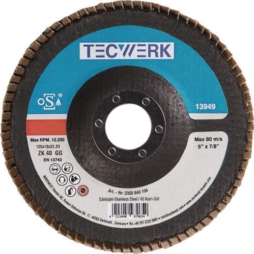 Fächerscheibe Kehlnaht D.125mm K.40 kon.INOX ZK TECWERK