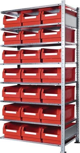 KAPPES Steckregal H2000xB1000xT500mm Anbauregal 8 Stahl-Bd.21xGr.2 rot KAPPES