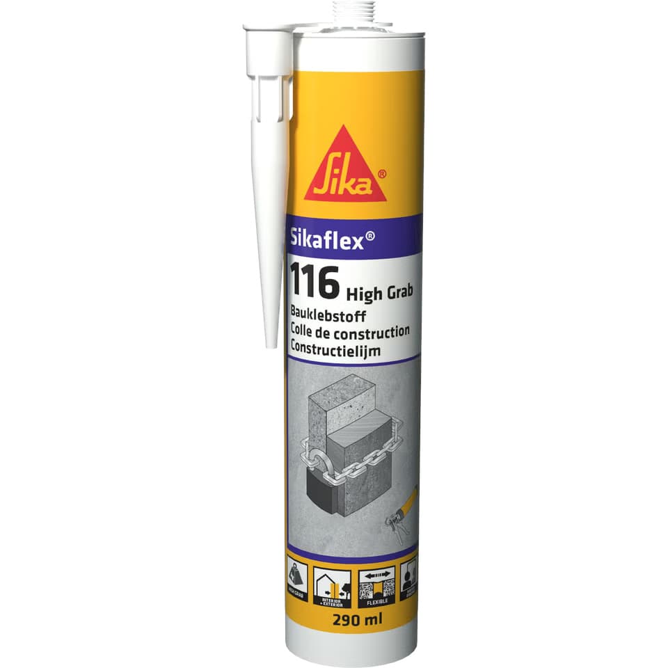 Sikaflex-116 High Grab – Montageklebstoff mit hoher Anfangshaftung, 290 ml, weiß.