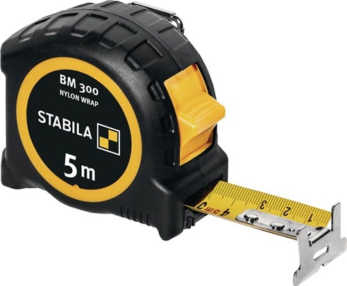 STABILA Taschenrollbandmaß BM 300 L.5m B.27mm mm/mm EG II PC-ABS/TPE EASY-CLIP STABILA