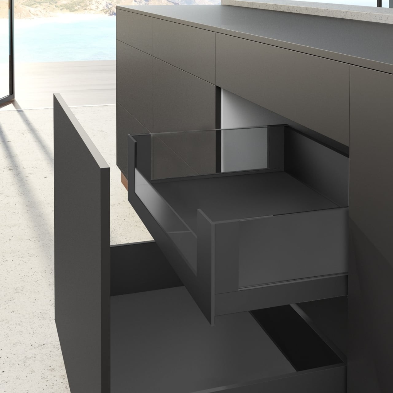 HETTICH AvanTech YOU Trägerprofil für gestaltbare Innenfront, anthrazit, 9257665