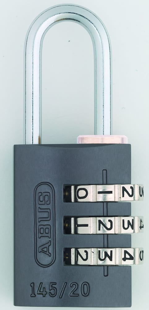 ABUS Zahlen-Vorhangschloss 145, 3-stelliger Zahlencode, Aluminium massiv