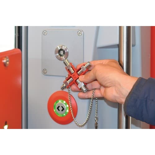 SCHUEBO Doppel-Schaltschrankschlüssel SuBMaster 9 in 1 14 Funktionen m.Karab.h.an Kette