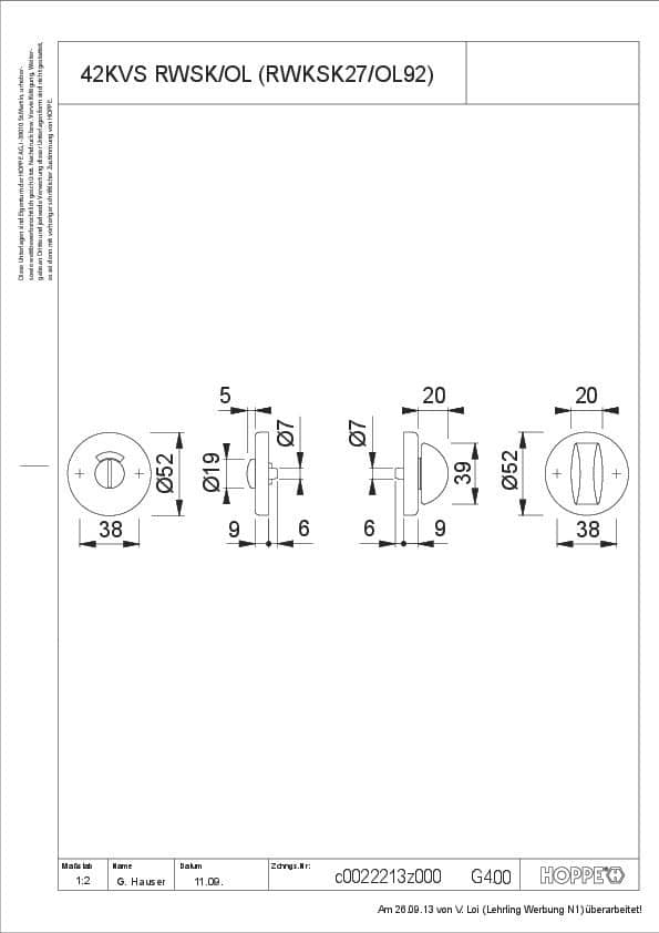 HOPPE® Schlüsselrosettenpaar 42KVS, Aluminium, 11693472