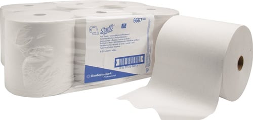SCOTT Rollenhandtuch SCOTT® 6667 1-lagig weiß L304ca.mxB200ca.mm KT=6 Rl.