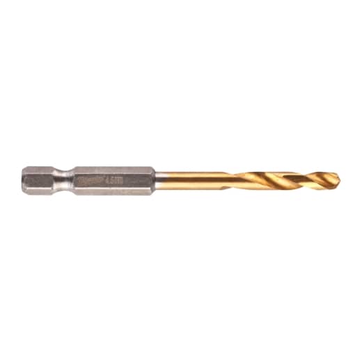 MILWAUKEE 4,5 x 76 mm SHOCKWAVE Metallbohrer HSS-G RED HEX Titan 1/4"