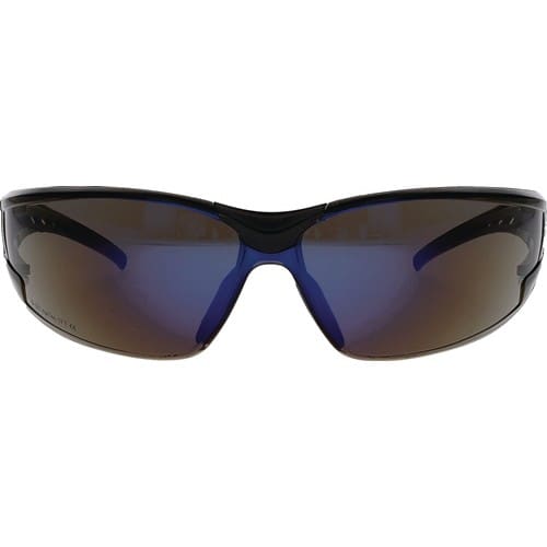PRO FIT Schutzbrille EN 166 EN 172 Bügel schwarz/blau,Scheibe verspiegelt