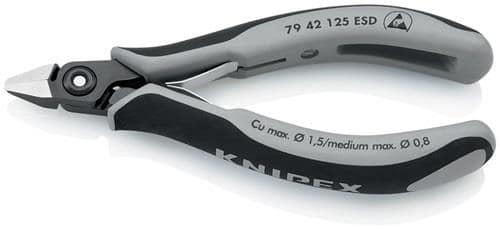 KNIPEX Präzisions-Elektronik-Seitenschneider L.125mm Form 4 Facette nein pol.