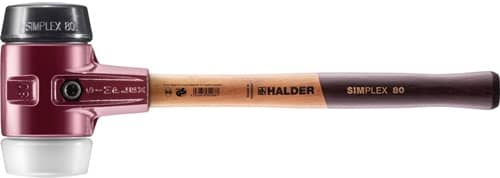 HALDER Schonhammer SIMPLEX L.490mm Kopf-D.80mm mittelh.HO Gum.schwarz/Superplast. weiß