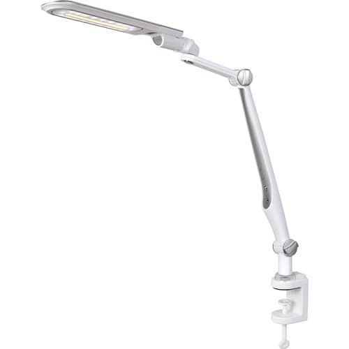 HANSA Schreibtischleuchte LED Multifl.ABS,Eisen,PS weiß/silber H600mm Standfuß+Klemme