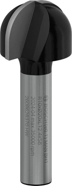 BOSCH Hohlkehlfräser, 8 mm, R1 10 mm, D 20 mm, L 12,4 mm, G 46 mm