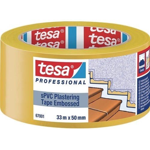 TESA PVC Putzband 67001 quergerillt gelb L.33m B.50mm TESA