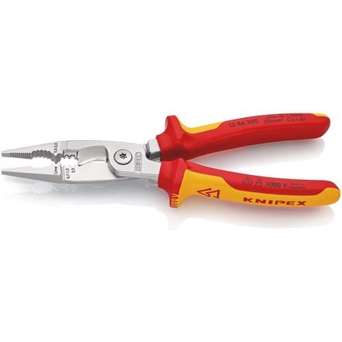 KNIPEX Elektroinstallationszange L.200mm VDE verchr.Mehrkomp.-Hüllen o.Öffnungsf.KNIPEX