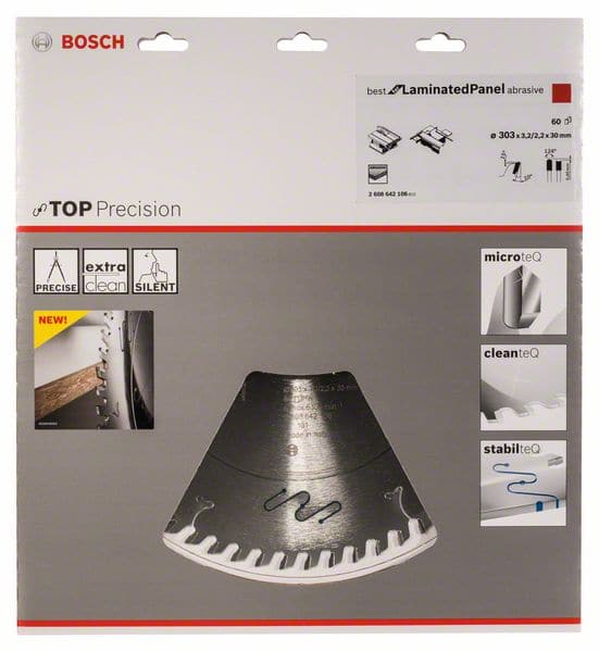 BOSCH Kreissägeblatt Top Precision Best for Laminated Panel Abrasive 303x30x3,2 mm, 60