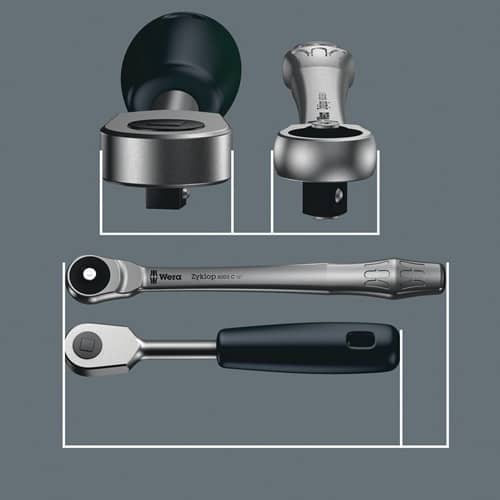 WERA D.-Knarre Zyklop Metal push 3/8 Zoll 38 Z.L.222mm