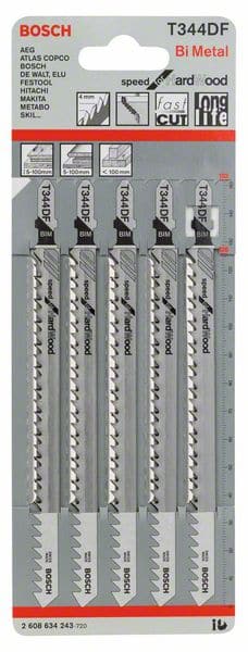 BOSCH Stichsägeblatt T 344 DF Speed for Hard Wood, 5er-Pack