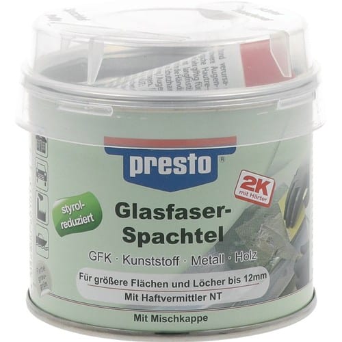 PRESTO 2K-Glasfaserspachtel grau-grün,Härter rot 250g Dose PRESTO
