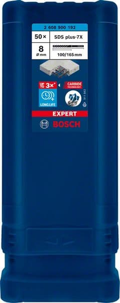 BOSCH EXPERT SDS plus-7X Hammerbohrer, 8 x 100 x 165 mm, 50-tlg.. Für Bohrhämmer
