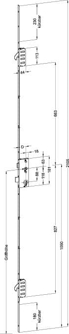 WINKHAUS Mehrfachverriegelung STV F2060 M2, 8,5/88, Falle Standard, Stahl
