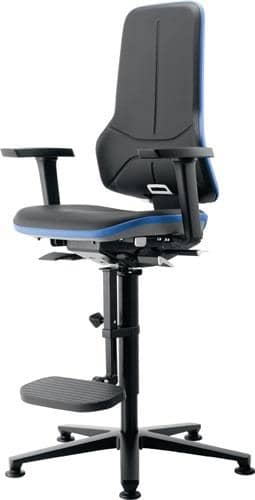 BIMOS Arbeitsdrehstuhl Neon Bodengleiter+Aufstiegshilfe o.Polsterelement blau