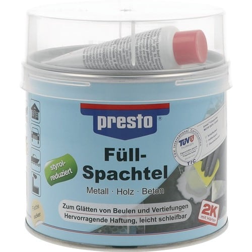 PRESTO 2K-Füllspachtel ocker,Härter rot 1000g Dose PRESTO