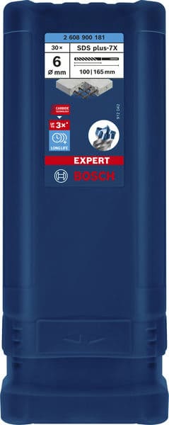 BOSCH EXPERT SDS plus-7X Hammerbohrer, 6 x 100 x 165 mm, 30-tlg.. Für Bohrhämmer