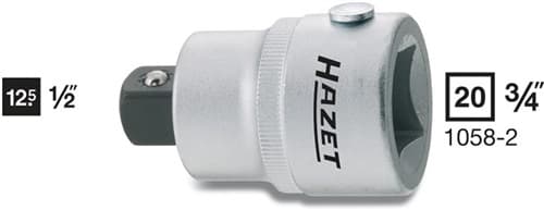 HAZET Reduzierstück 1058-2 Antriebs-4-KT.3/4 Zoll Abtriebs-4-KT.1/2 Zoll L.55mm HAZET