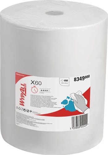 WYPALL Wischtuch Wypall X60 8349 L.ca.380 mmxB.ca.420mm weiß 1-lagig 650 Tü./Rl.WYPALL