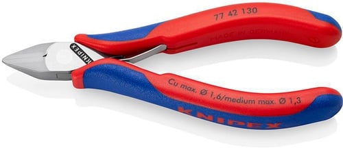 KNIPEX Elektronikseitenschneider L.130mm Form 4 Facette nein 2K-Hülle spiegelpol.KNIPEX