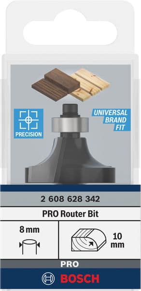 BOSCH Abrundfräser Standard for Wood, 8 mm, R1 10 mm, L 16,5 mm, G 57 mm