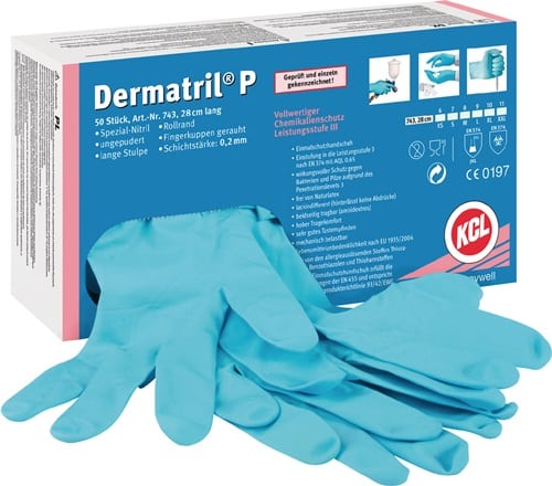 HONEYWELL Einw.-Handsch.Dermatril P 743 Gr.8 blau Nitril 50 St./Box