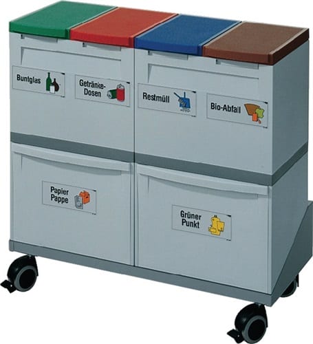 GRUBER Wertstoffsammler 4x15l,2x30l H675xB800xT315mm grau grün,rot,blau,braun stationär