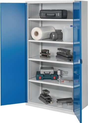KAPPES Schwerlastschrank H1950xB1000xT600mm lichtgrau/enzianblau 4 Fachböden Trgf.200kg