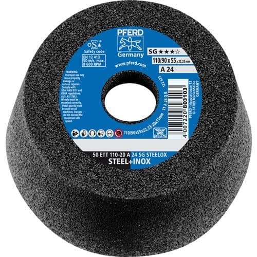 PFERD TOOLS Schleiftopf ETT SG STEELOX 110/55mm INOX u.STA 24 Bohr.22,23mm PFERD