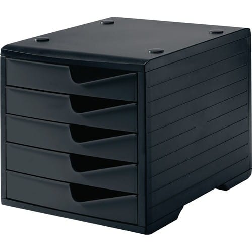 STYRO Ablagebox 5 Schubl.schwarz/schwarz Polystyrol H255xB270xT340mm STYRO