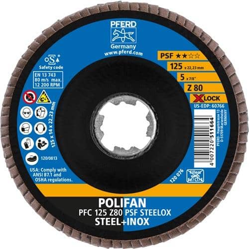 PFERD TOOLS Fächerscheibe X-LOCK PSF Z STEELOX D.125mm K.80 kon.INOX ZK Z PFERD