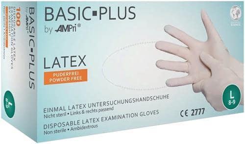 AMPRI Einw.-Handsch.Basic Plus Gr.XL hellbeige Latex EN 455 PSA I 100 St./Box AMPRI