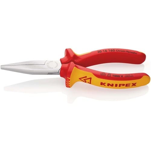 KNIPEX Langbeckzange Gesamt-L.160mm Form 1 Kopf verchr.lang,fl.VDE Mehrkomp.-Hüllen