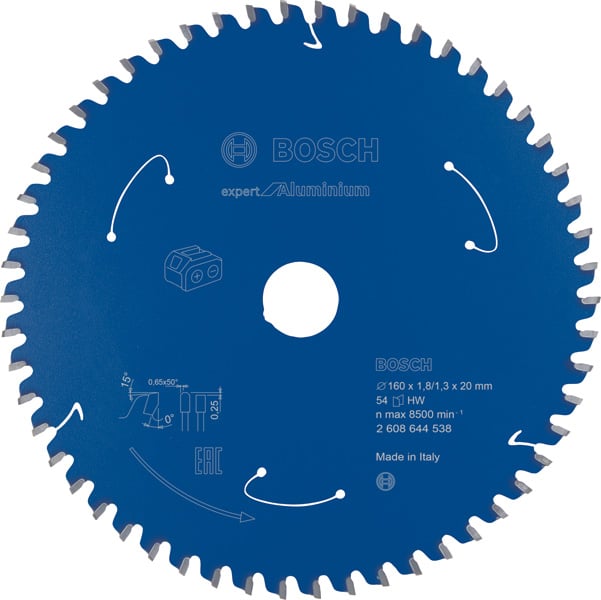 BOSCH Akku-Kreissägeblatt Expert for Aluminium, 160 x 1,8/1,3 x 20, 54 Zähne