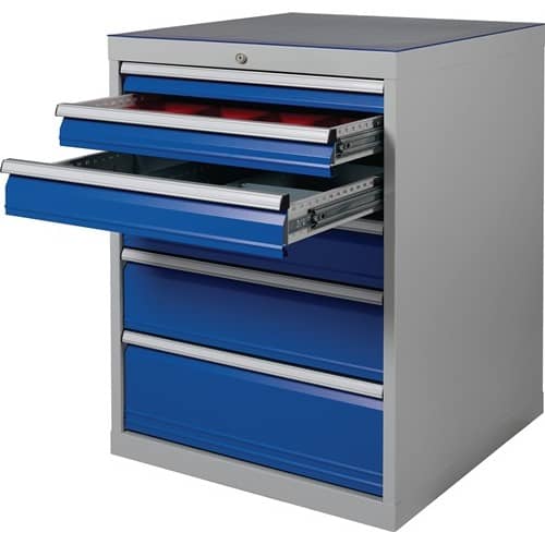 BEDRUNKA+HIRTH Schubladenschrank H1019xB705xT736mm lichtgrau/signalblau 6 Schubl.BEDRUNKA+HIRTH
