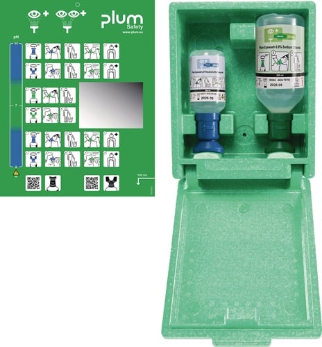 PLUM Augennotfallstation 1x200 ml pH Neutral,1x0,5l Augenspül. PLUM