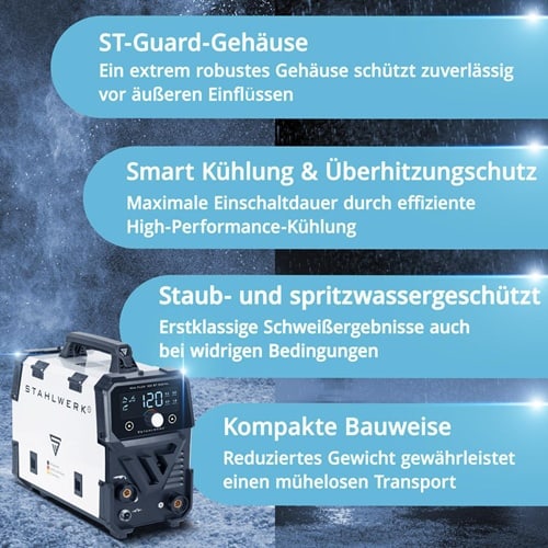 STAHLWERK Fülldrahtschweißgerät Mini FLUX 120 ST Digital m.Zub.20-120 A gasg.STAHLWERK